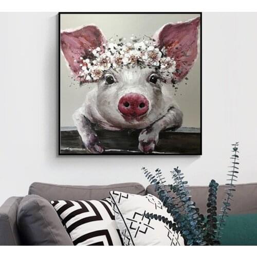 Nordic Style Cute Pig Animal Canvas Painting Posters and Prints Wall Art Pictures for Living Room Home Cuadros Decoration