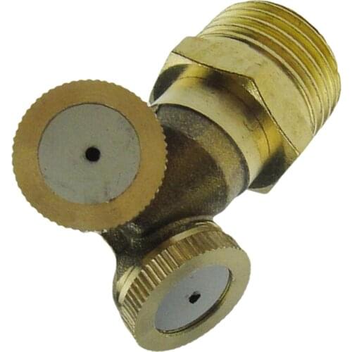 Brass Misting Nozzles (1/4inch) for Outdoor Cooling System, Greenhouse, Landscaping, 180 Degree, 2 Holes