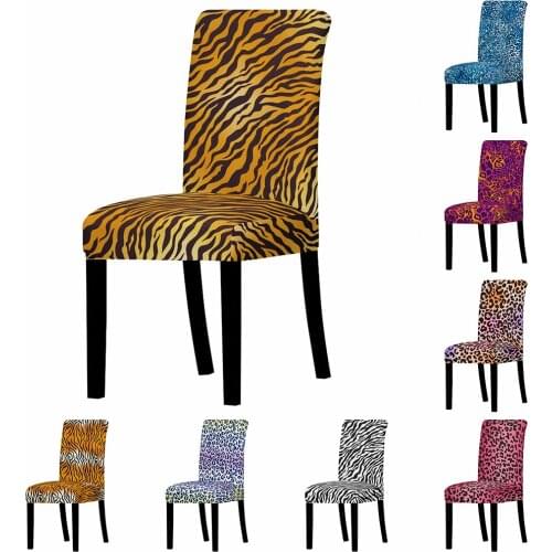 Leopard Elastic Chair Cover Stretch Chair Covers For Restaurant Banquet Dining Room Furniture Protector Decorations