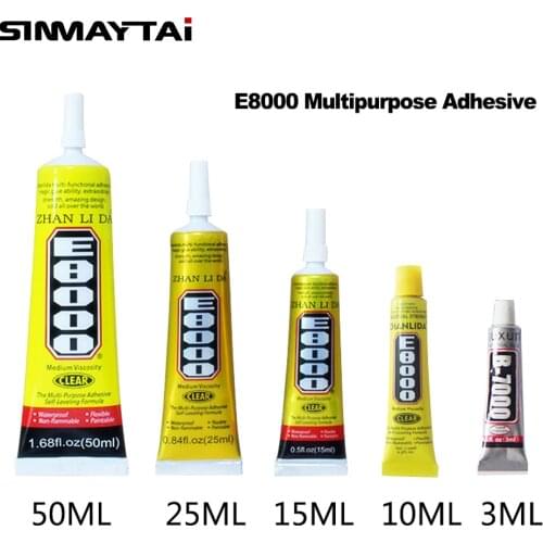 3ml 10ml 15ml 25ml 50ml E8000 Multipurpose Adhesive Epoxy Resin Glue DIY Repair Liquid Glue for Phone Screens Jewelry Glass