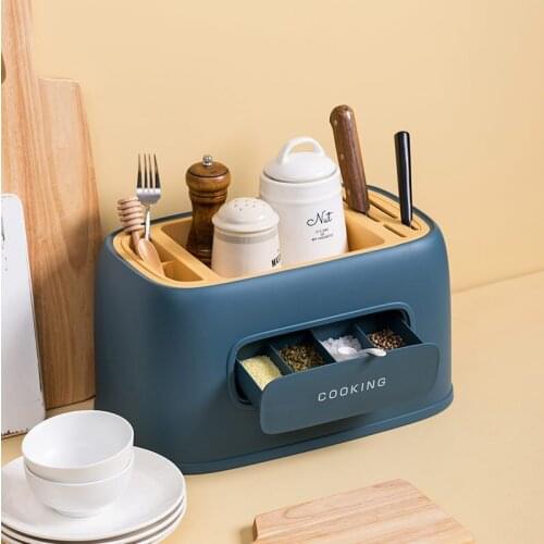 Multifunction household kitchen storage box seasoning jar seasoning salt shaker seasoning bottle rack set knife holder