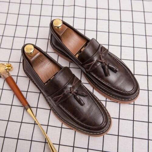 Mens Shoes Casual Brand Leather Shoes Tassel Loafers Fashion Business Formal Shoes Leisure Walk Platform Shoes Moccasin Homme