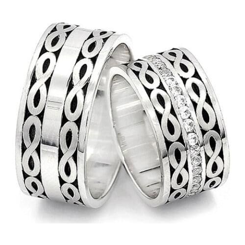 Couple Wedding Ring Sterling Silver 925 Woman And Man Luxury Jewelry Bands Fashion Engagement Anniversary Ancient Greek Model