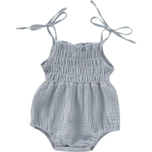 Baby Girls Clothes Sling Jumpsuit Newborn Sleeveless Summer Muslin Cotton Rompers 0-2 Years