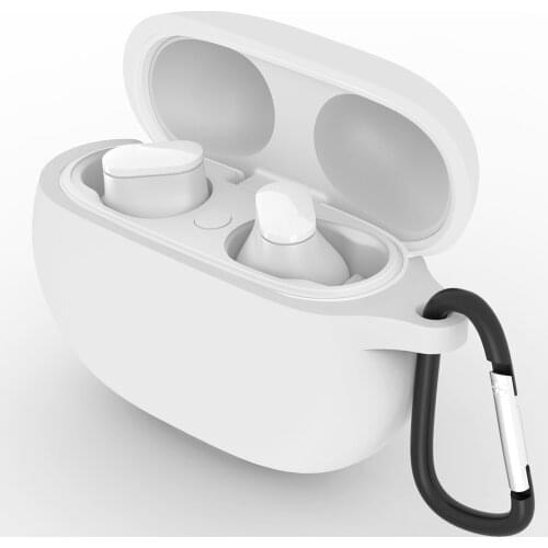 Solid Color Earbuds Case w/ Hook Soft Silicone Protective Shell Anti-Fall Shockproof Protector Cover for Beats Studio Buds