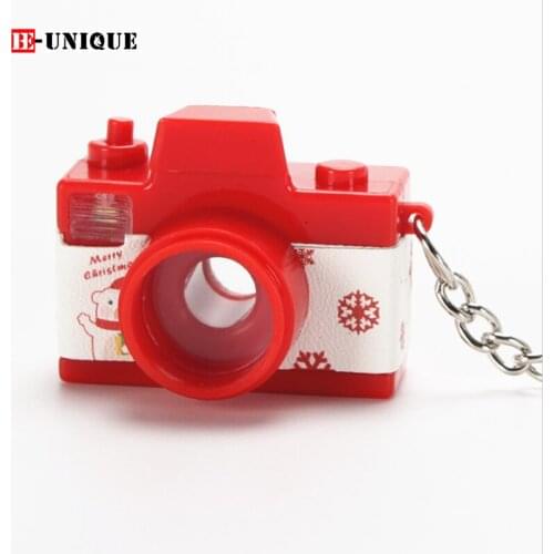 Wholesale 2021 Christmas series camera LED keychain santa claus Key ring bag pendant Flashlight & sound Santa Cam Xmas Ornament