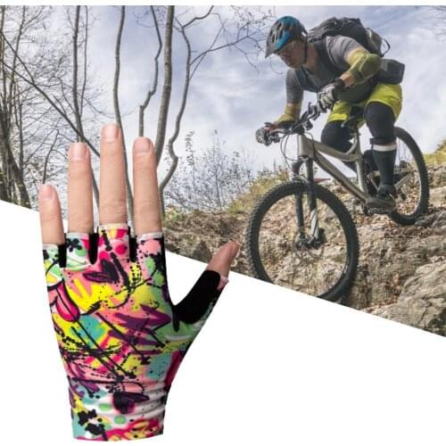 2Pcs Gloves Unisex Anti-slip Color Black Summer Half Finger Cycling Gloves for Outdoor