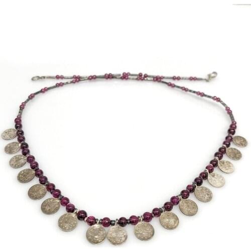 Authentic Hand Production Ottoman Toll Lal-Garnet Silver Necklace