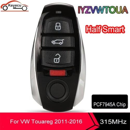 KEYECU Semi intelligent Smart Remote Key 315MHZ ASK fob For Volkswagen Touareg 2011-2016 PCF7945A Chip 7P6 959 754 IYZVWTOUA