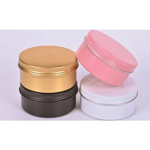 50g Empty Aluminum Jars 60ml Gold Pink black Silver Metal Tin Cosmetic Containers Crafts Colorful Wax Tea Aluminum Box 50pcs/lot