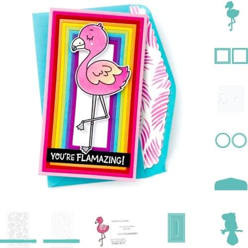 FRAMES DOTS LEAVES Flamingo Metal Cutting Dies Stamps Stencil Scrapbook Diary Decoration Embossing Template DIY Greeting Card