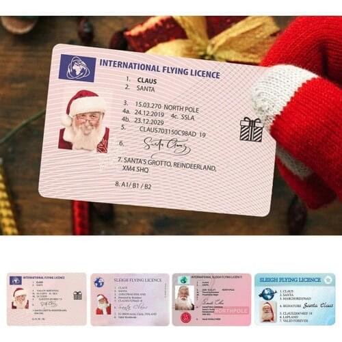 Santa Claus Flight License Christmas Sleigh Riding Licence Tree Ornament Christmas Gifts For Children New Year Xmas Gift