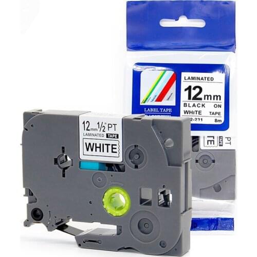 1pk Compatible Brother tze 12mm tz231 Black on White for PT labeler tze231 tz 231