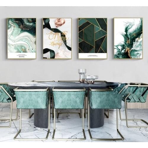 Modern Abstract Gold foil lines Green Canvas Art Paintings For Living Room Bedroom Posters And Prints Wall Poster Home Decor