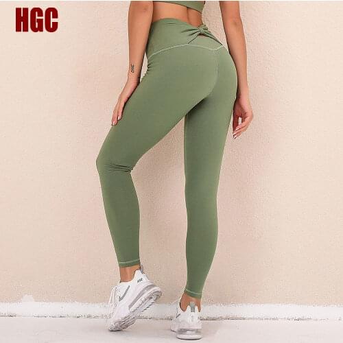 HGC Sports Pants For Women High Waist Elastic Naked-feel Fabric GYM Leggings Sport Fitness Squat Proof Sexy Capri Workout Tights