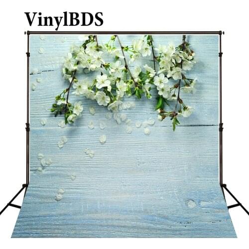 VinylBDS 5x7ft Wedding Wood Outdoor Background Wood White Flower Multi-size For Newborns Beautiful Photography Cloth
