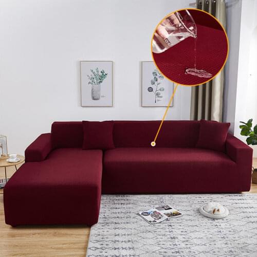 Waterproof Corner Sofa Cover Red Color Jacquard Elastic Couch Cover for Living Room High Quality funda sofa 1/2/3/4 Seater Cover