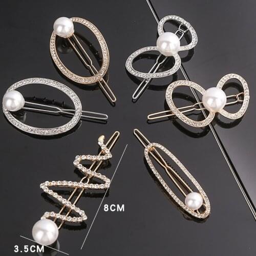 Novelty Snake Shape Pearls Hair Clips Pin For Women Girls Crystal Snap Barrettes Hairpin Headwear Hair Styling Hair Accessories