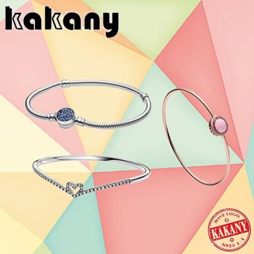 Kakany 2021 New High Quality 100% 925 Silver Original Valentines Day Series Pink Swirl Bracelet Fashion Jewelry for Girls