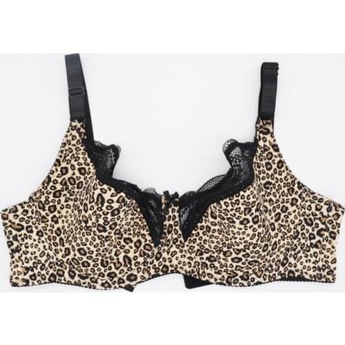 Sexy Leopard Larger Size Women Lingerie Lace Wireless Light Padded Soft Underwear Push Up Female Bralette Plus 36-54 A-G Cup