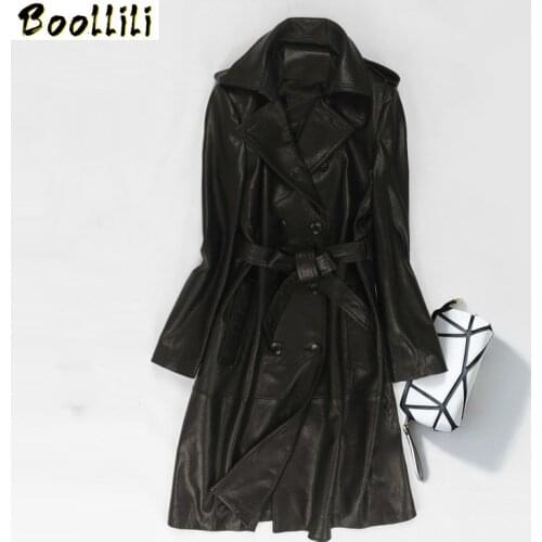 Boollili Womens Fur Coat Real Genuine Leather Jacket Women Clothes 2020 Spring Korean 100% Sheepskin Coat Elegant Trench Coat