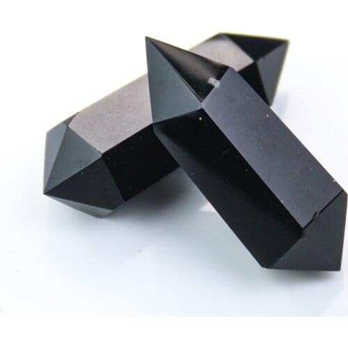 1PC Natural Black Crystal Point Hexagonal Obsidian Quartz Healing Crystals Stone Crystal Column Mineral Ornament Home Decoration