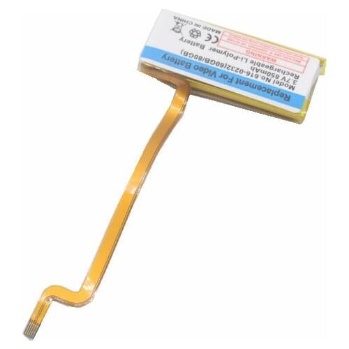 10pcs /lot 850mAh 3.7V 616-0232 Replacement Battery for iPod 6th gen Classic 160G Thick for iPod 5th gen Video 60gb 80gb