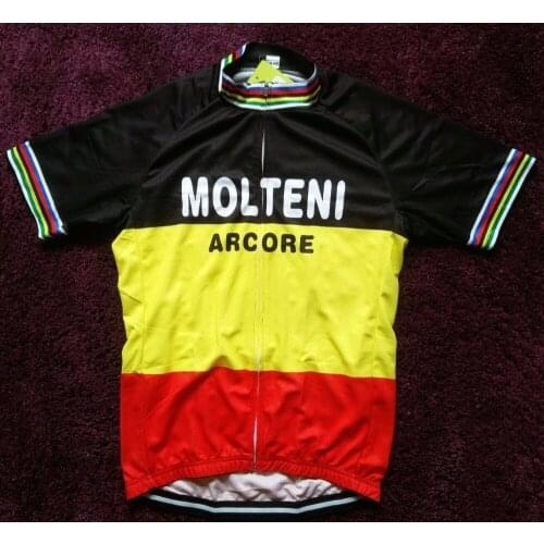 2018 MOLTENI ARCORE Retro Classical BELGIUM Mens Only Cycling Jersey Short Sleeve Bicycle Clothing Riding Bike Ropa Ciclismo