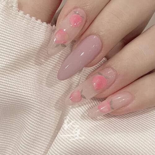 24Pcs Fashion False Nails Gifts for Girl Artificial Nail Tips Full Cover Fake Nail False Nail with Glue Type Wearable