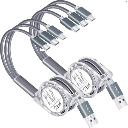 3In1 Retractable Micro USB Type C Multi Charger Cable For Galaxy S20 S10 S9 Plus Mobile Phone Cables Charging Cabel Cord