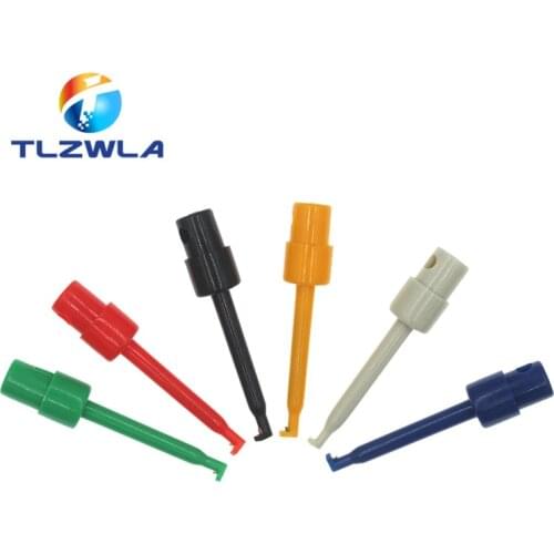 6Pcs Mini Single Test Hook Clip Test Probe for Electronic Testing IC Grabber Large Size Round Crocodile Clip Hook Test Clip