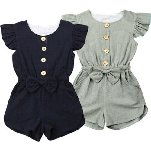 1-6Years Summer Baby Girls Ruffles Sleeve Romper Kids One Piece Jumpsuit Kids Outfits Toddler Clothes Girl Sunsuit
