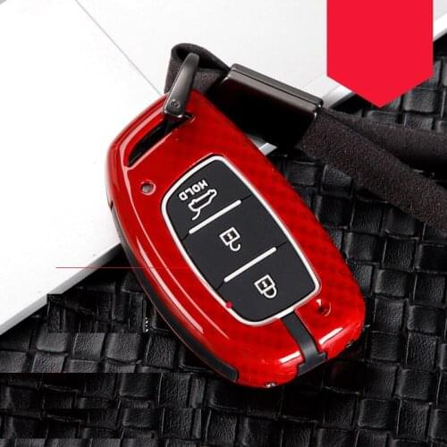 Carbon fiber Alloy Car Remote Smart Key Case For Hyundai IX20 IX30 IX35 I40 IX25 Tucson Elantra Verna Sonata Fob Cover Keychain