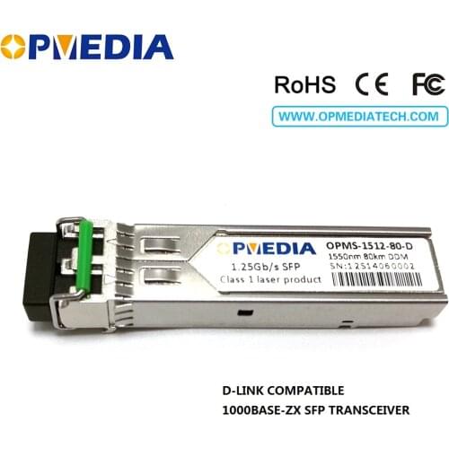 For D-Link,SFP-GE-ZX,1000BASE-ZX SFP transceiver,1.25G 1550nm 80km SFP optical module with dual LC connector and DDM funcion