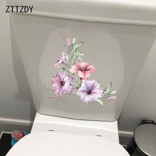 ZTTZDY 24.2*23.8CM Hand Painted Purple Trumpet Fashion Bedroom Wall Sticker Toilet Decal Home Decoration T2-0500