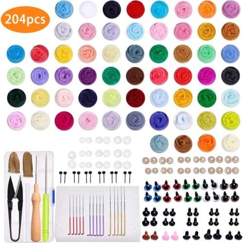 LMDZ 204PCS Wool Felting Iron Needles Felt Tool Kit Needle Starter Beginners DIY Craft Needle Felting Mat Felting Needle Tool
