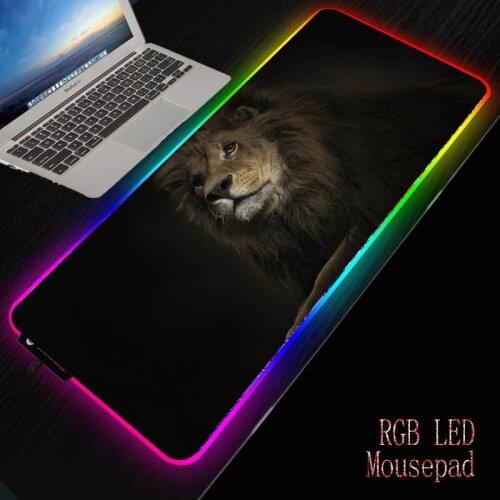 Mairuige Lion Gaming Computer Mousepad RGB Large Mouse Pad Gamer Mouse Carpet Big Animal Mause Pad PC Desk Play Mat with Backlit