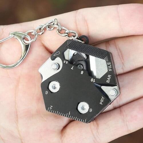 Outdoor EDC Tool Multifunctional Hexagon Coin-Shape Folding Pocket Cutter Hexagon Coin Knife Keychain Screwdriver Pocket Mini