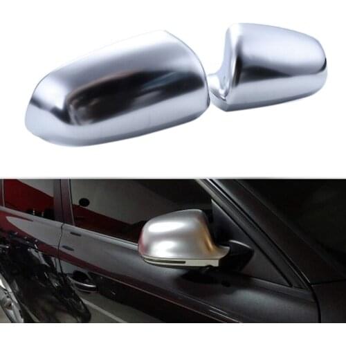 1Pair Car Wing Mirror Caps Matt Chrome Mirror Cover Rearview Side Mirror Cap S Line for - 2009-2011 A6 2008-2012 A4