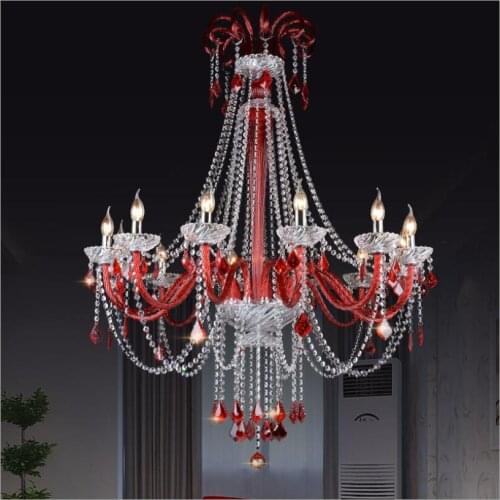 Red Crystal Chandelier Chandelier lustres de cristal Decoration D75cm 6arms LED Modern Clear Crystal AC Chandelier Home Lighting