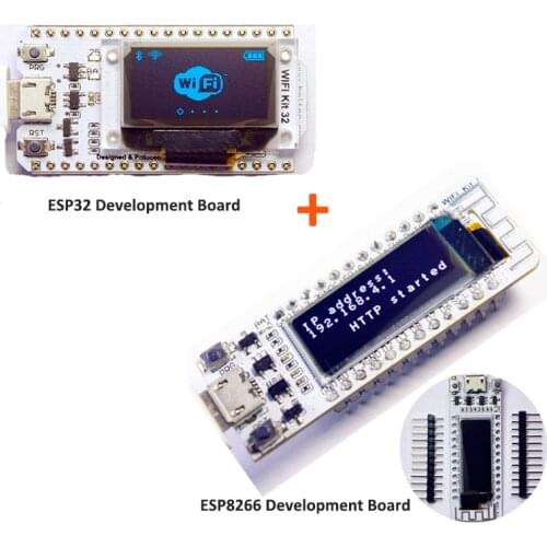 ESP32+ESP8266 Bluetooth WIFI Kit Blue OLED 0.96 inch Display Module 32M Flash 3.3V-7V Internet Development Board for Arduino