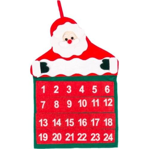 Christmas Countdown Decorations 24 Day Hanging Advent Calendar Red And White Santa Claus Design Non-Woven Xmas Dropshipping