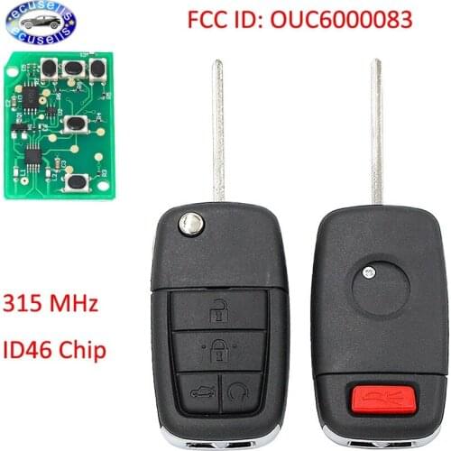 New Uncut Folding Remote Key Fob 315MHz 4+1/5 Button for Pontiac G8 2008-2009 With ID46 FCC ID:OUC6000083