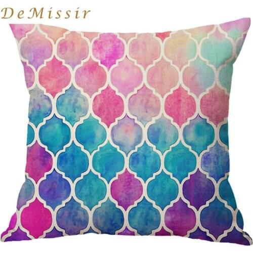Wholesale Colorful Geometric Pattern 45x45cm Cushion Covers Cotton Linen Square throw Pillow Cases Sofa Car Home Decoration