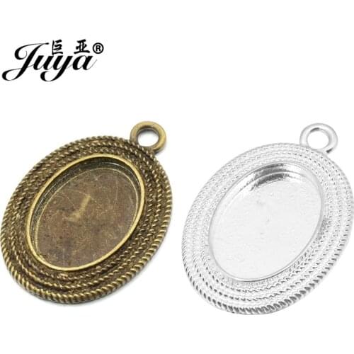 JUYA 10pcs/lot 13x18mm Inner Size 3-colors Cameo Cabochon Base Setting Charms Pendant Necklace DIY Jewelry Making Findings