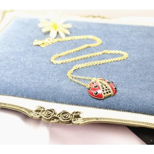 European and American garden natural Seven Star Ladybug Necklace sweater chain insect shape Necklace