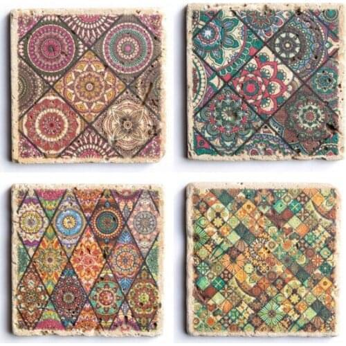 Natural Stone Coaster 4'lü Set decorative objects Декоративные элементы Objetos decorativos