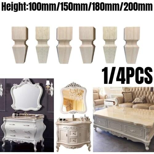 1/4PCS Solid Wood Furniture Legs Feet Replacement For Sofa Couch Tea Table Cabinet TV Stands Furniture Carving 100-200mm Hieght