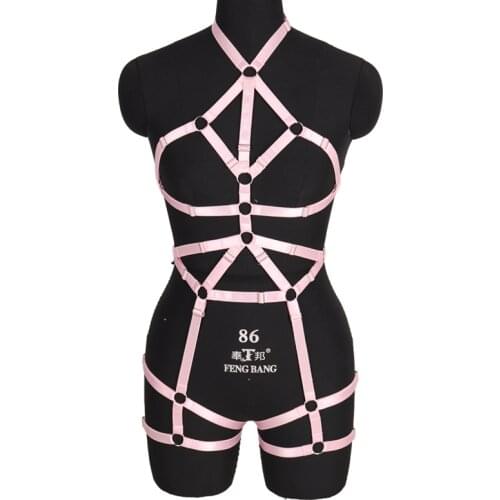 Bdsm Lingerie Punk Clothes Rock Sexy Women Leather Harness Belt Harajuku Suspender Adjustable Waist To Leg Handmade Garter Strap