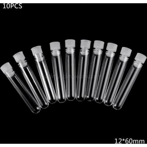 10Pcs Clear Plastic Test Tube With Cap 12x60mm U-shaped Bottom Long Test Tube Lab Supplies Au13 19 Droship